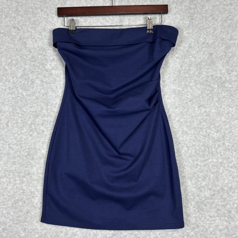 Windsor Women's Off Shoulder Bodycon Mini Dress Ruched Navy Blue Size Med